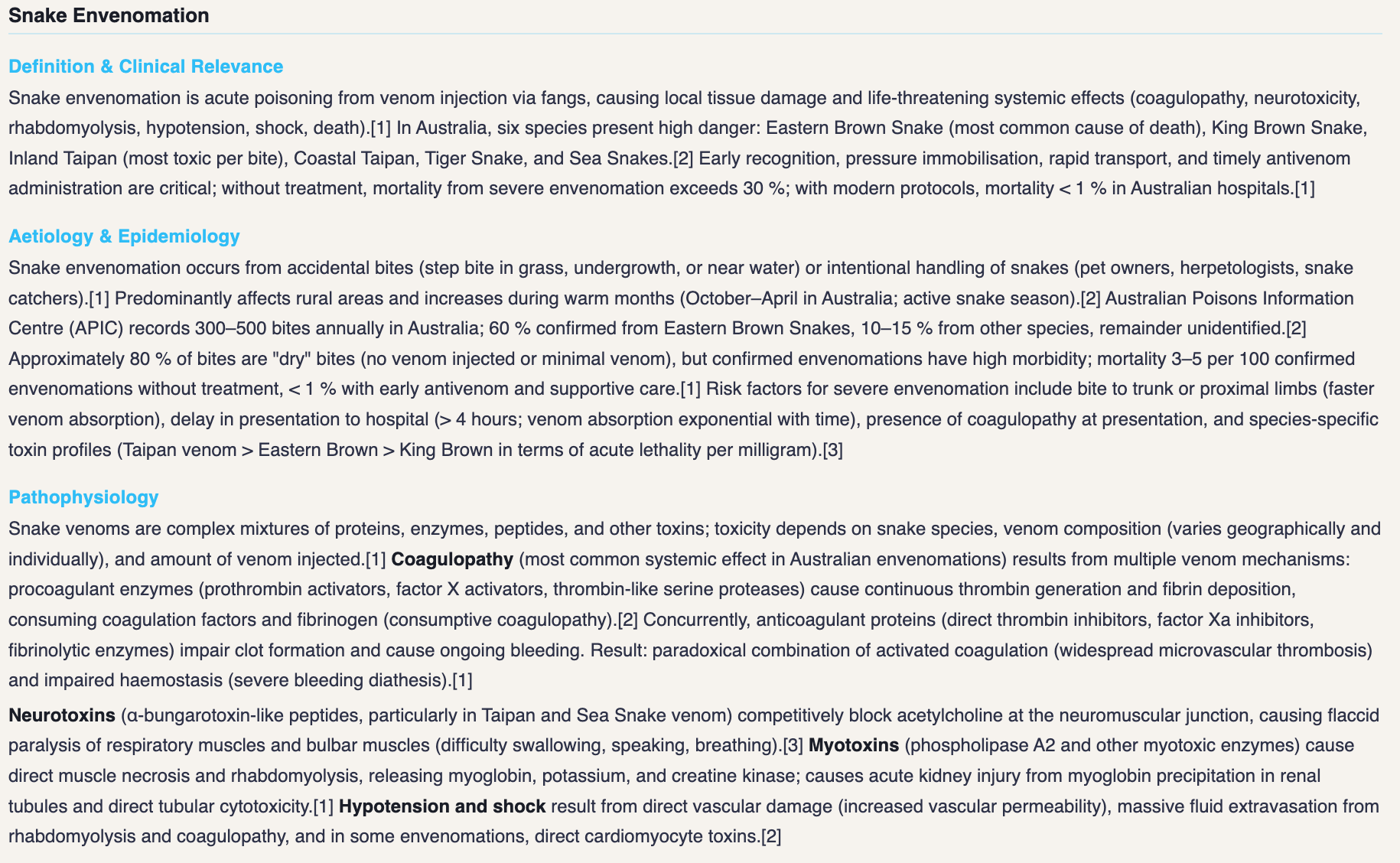 Study note interface showing structured content
